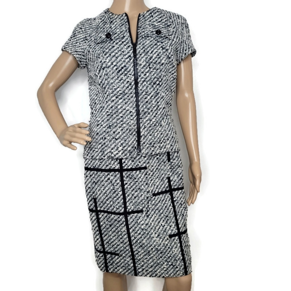 Carlisle tweed black and white blazer pencil skirt suit set size 0. - Picture 11 of 11